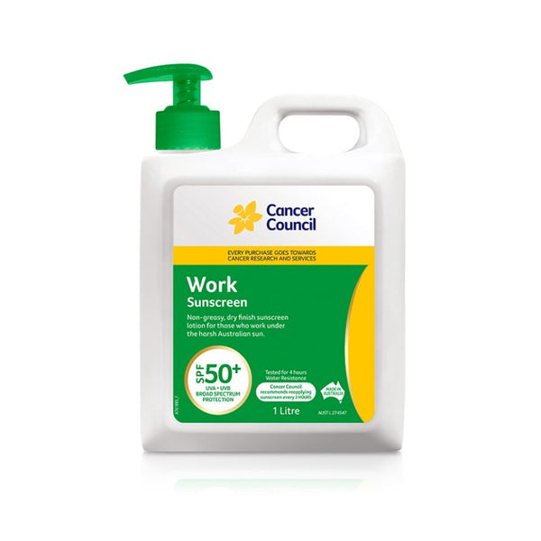 1253 CANCER COUNCIL SUNSCREEN 1L PUMP PACK WORK SPF 50+