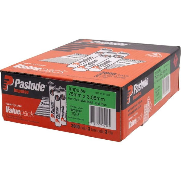 Paslode Impulse Nail 75 x 3.06mm Hot Dipped Galvanised D Head - 3000 Pack