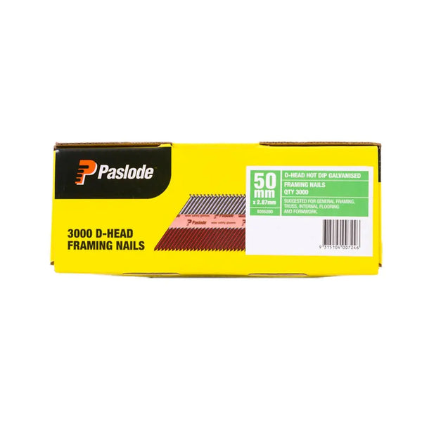 Paslode B20528D 3000-Pack 50mm x 2.87mm Hot Dip Galvanised D Head Framing Nails