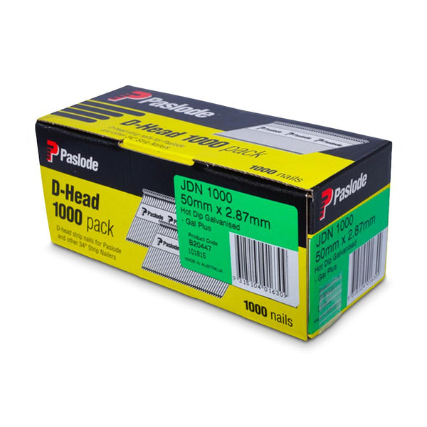 Paslode B20447 1000-Pack 50mm x 2.87mm Hot Dip Galvanised D Head Framing Nails