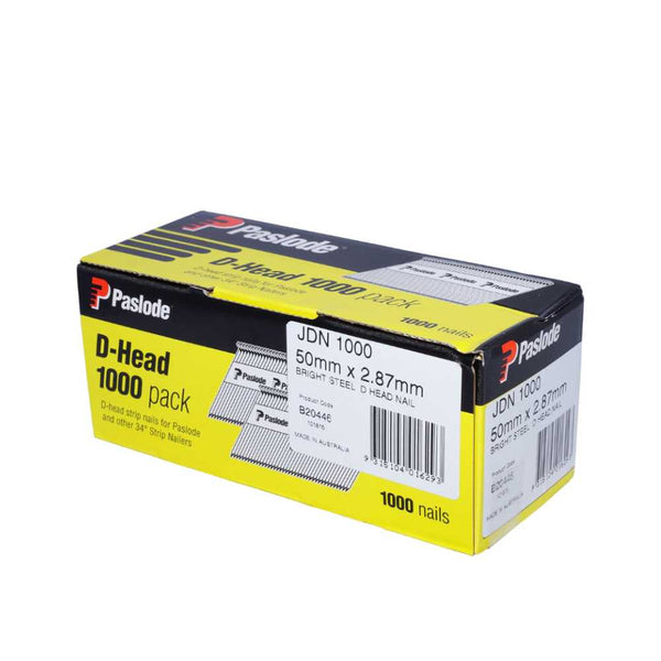 Paslode B20446 1000 Pack 50mm x 2.87mm Bright D Head Framing