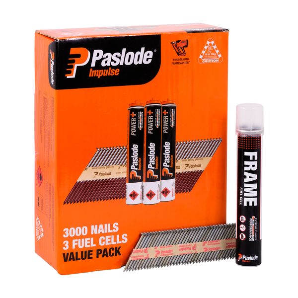 Paslode 90 x 3.15mm 34° Hot Dipped Galvanised D Head Impulse Nail - 3000 Value Pack