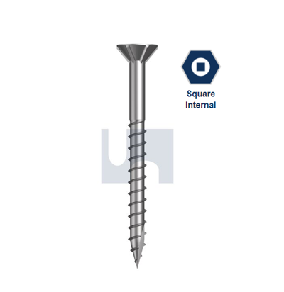 Timber Type 17 Countersunk Head Screw Square Drive 316 Stainless